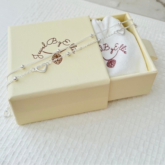 Sterling Silver Heart Bracelet, Dainty Flower Bracelet  Sterling Silver Heart Bracelet, Cute Dainty Gift Bracelet